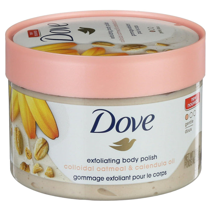 Dove Exfoliating Body Polish Colloidal Oatmeal and Calendula Oil Body Scrub, 10.5 oz