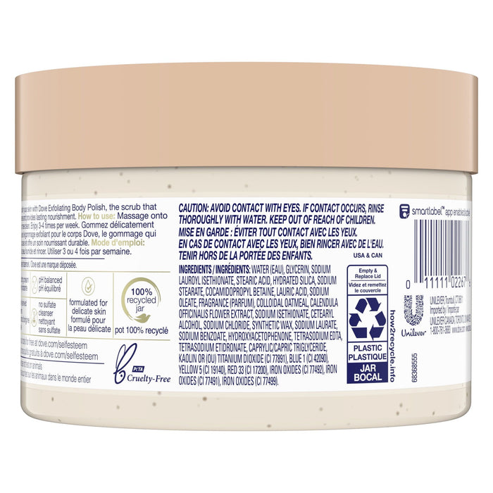 Dove Exfoliating Body Polish Colloidal Oatmeal and Calendula Oil Body Scrub, 10.5 oz