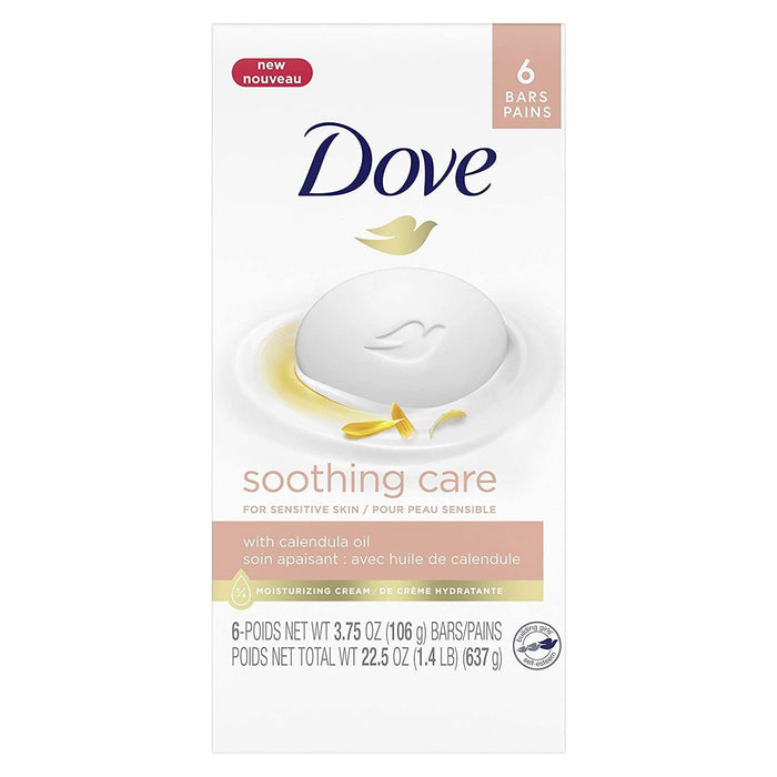 D ove Soothing Care Beauty Bar for Sensitive Skin w/Calendula Oil 6 Bars