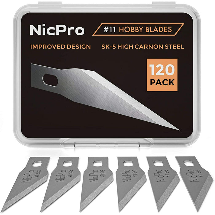 Nicpro 120 Pcs #11 Craft Hobby Knife Replacement Blades, Art Blades Refill Cutting Tool with Storage Case