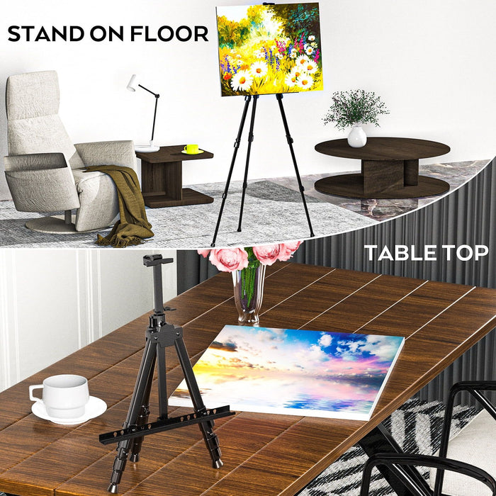 Nicpro Artist Easel Stand, Adjustable Easels for Painting Canvas Height from17 to 66", Black Art Easel for Table-Top/Floor Display, Wedding Signs - Holds 25 lbs