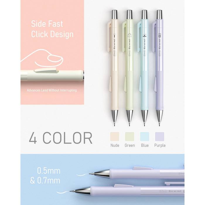 Nicpro 8 Pcs Pastel Mechanical Pencil 0.5mm & 0.7 mm, Cute Fast Click Mechanical Pencils Set with 8 Tubes HB Lead Refill, Eraser, Eraser Refill, with Case