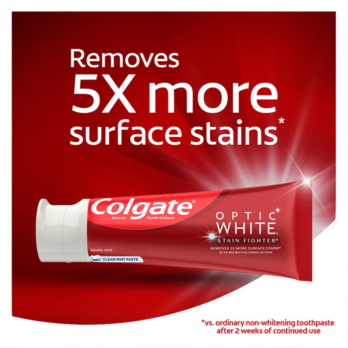 Colgate Optic White Stain Fighter Whitening Toothpaste; Clean Mint; 6 oz Tube