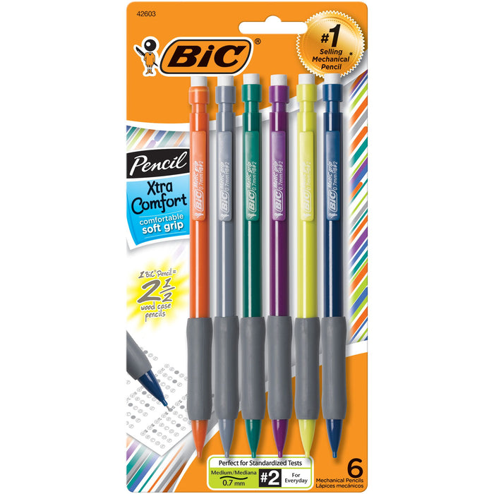 BIC Xtra-Comfort No. 2 Mechanical Pencils, Medium Point (0.7mm), 6 Count