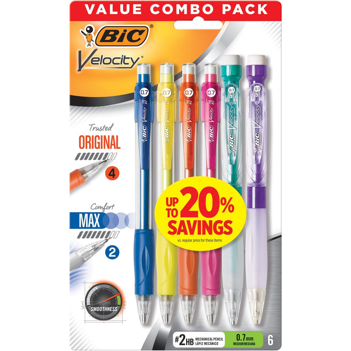 BIC Velocity Original + BIC Velocity Max Mechanical Pencil Combo Pack, 6 Count