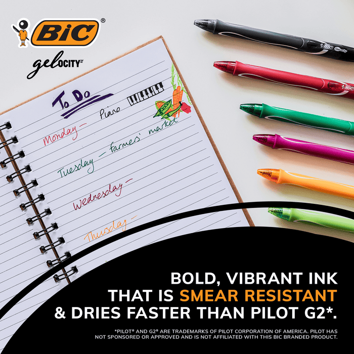 BIC Gelocity Quick Dry Black Gel Pens, Medium Point (0.7mm), 8-Count Pack