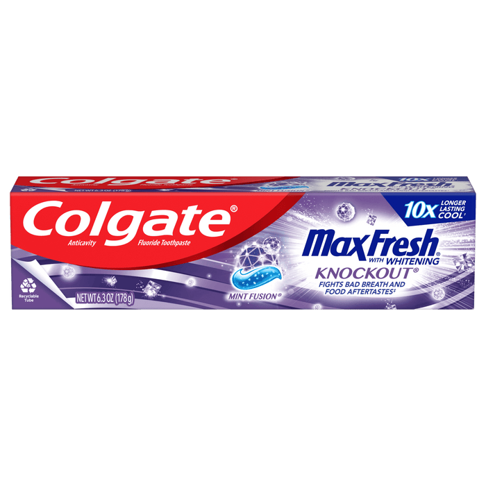Colgate Max Fresh Knockout Toothpaste; Whitening with Mini Breath Strips; 6.3 oz