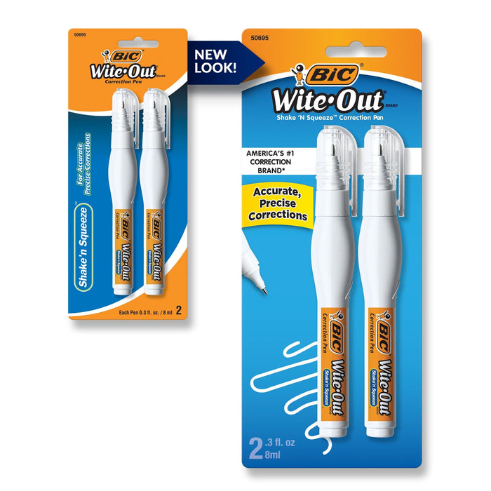 BIC Wite-Out Shake 'n Squeeze Correction Fluid Pen, Pack of 2