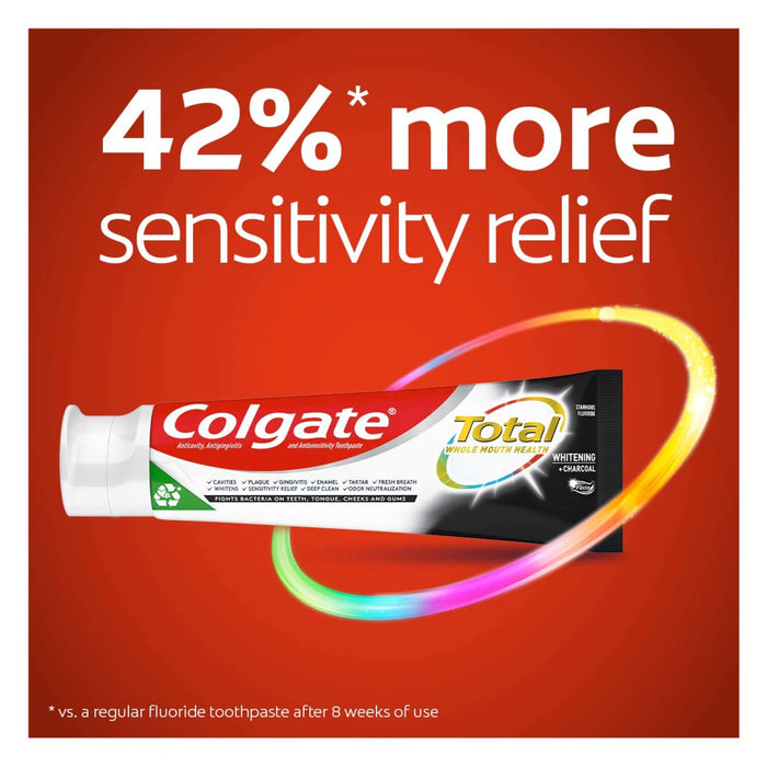 Colgate Total Whitening + Charcoal Toothpaste; 5.1 oz Tube; 2 Pack