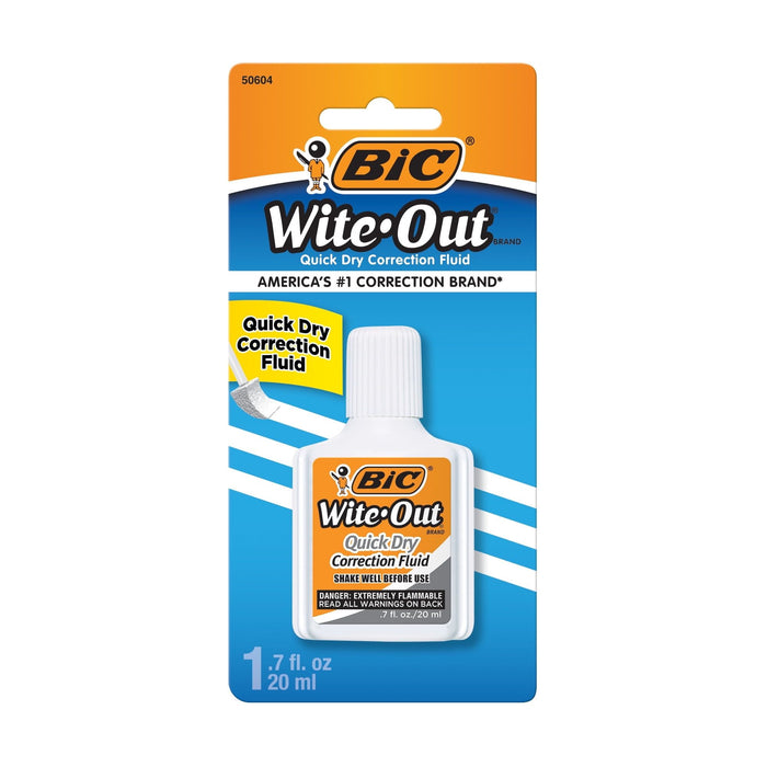 BIC Wite-Out Quick Dry Correction Fluid, 0.7 oz, White, 1 Count