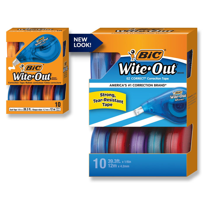 BIC? Wite-Out? Brand EZ Correct? Correction Tape, White, 10 Pack