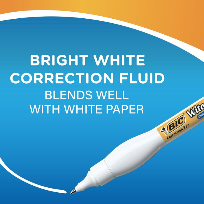 BIC Wite-Out Brand Shake 'N Squeeze Correction Pen, 0.3 ounces, White, Pack of 4