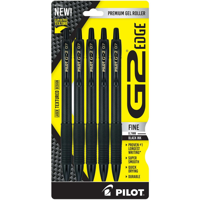 Pilot G2 Retractable Gel Ink Pens, Fine Point, Black Edge, 5 Count