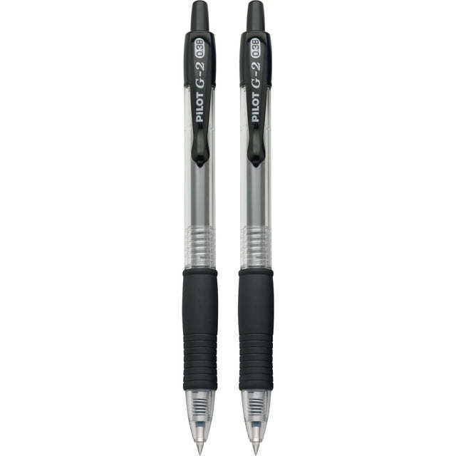 Pilot G2 Premium Retractable Gel Ink Rolling Ball Pens, Ultra Fine Point, Black Ink, 2 Pack