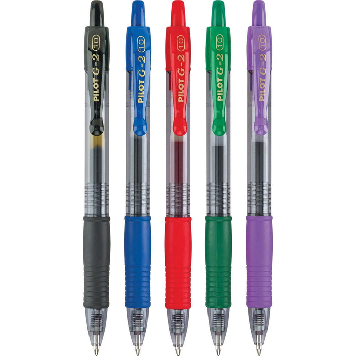 Pilot G2 Retractable Gel Ink Pens, Bold Point, Asst, 5 Pack