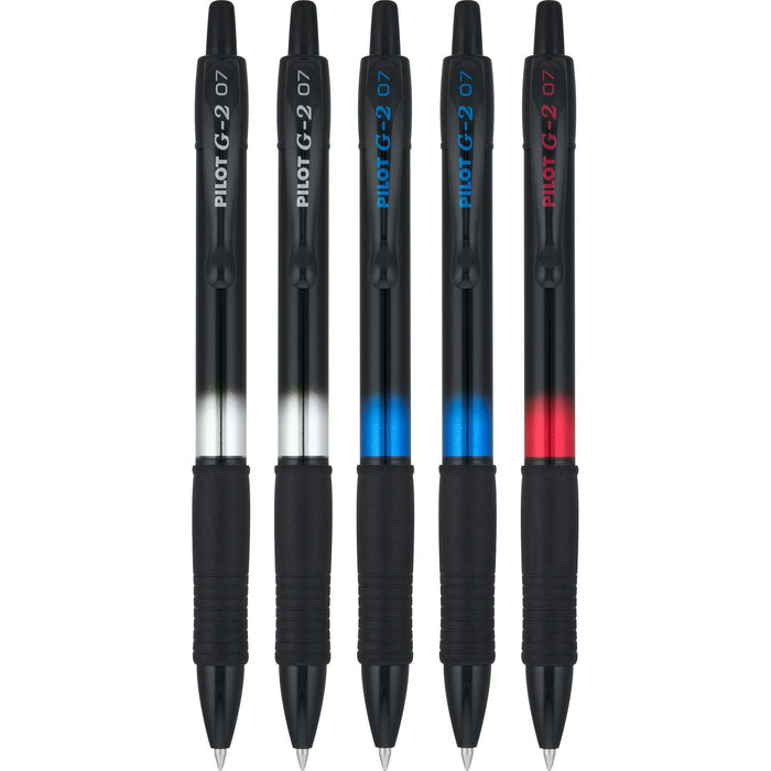 Pilot G2 Metal Gradation Collection Premium Gel Ink Pen, Fine Point, Black, Blue, Red Ink, 5 Count