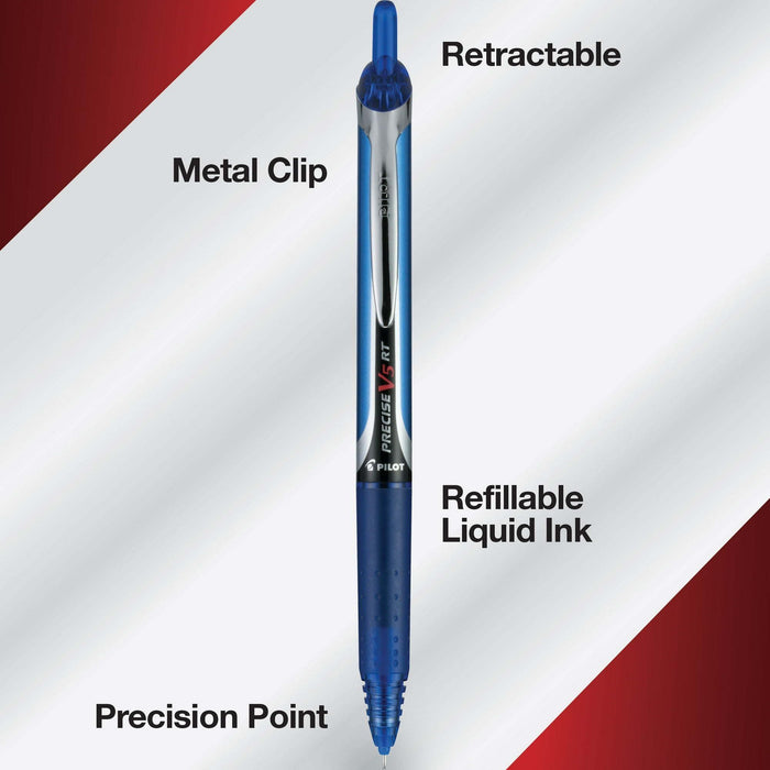 Pilot Precise V5 RT Pens, Extra Fine Pt, Rolling Ball, Blue, 2 CT