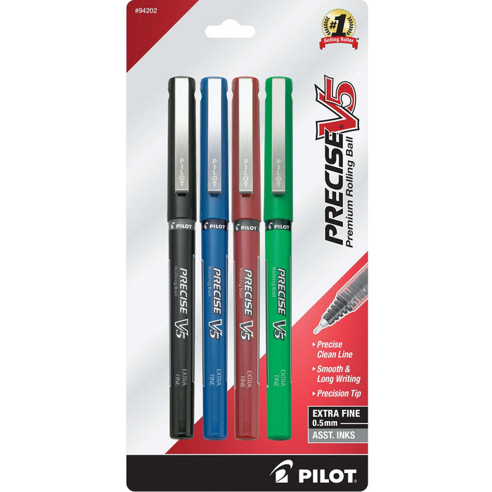 Pilot Precise V5 Pens, Extra Fine Point, Assorted, 4 Pack, 17510788