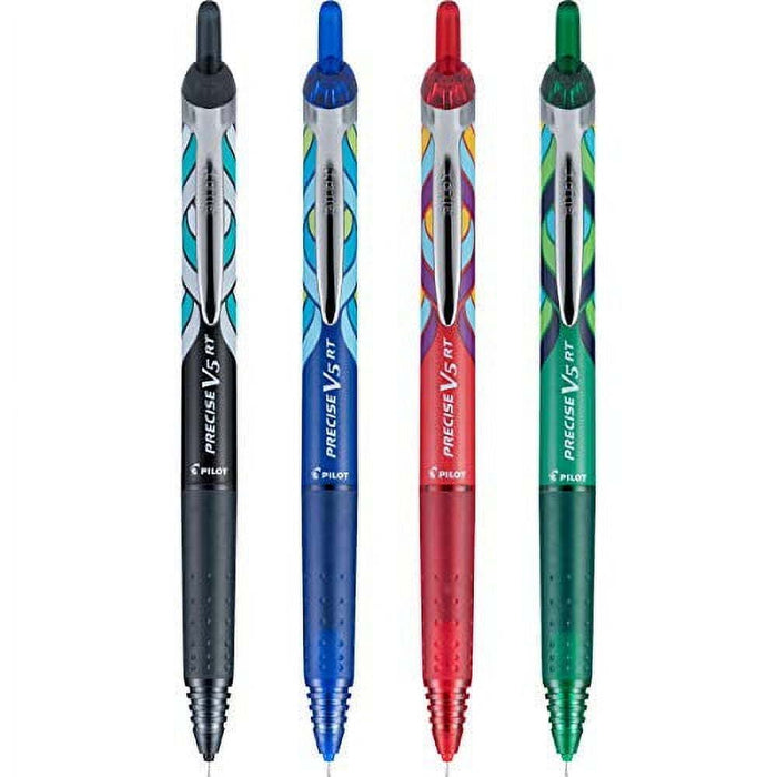 Pilot Precise V5 RT Retractable Rolling Ball Pens, Extra Fine Point (0.5mm), Assorted Ink, 4 Count