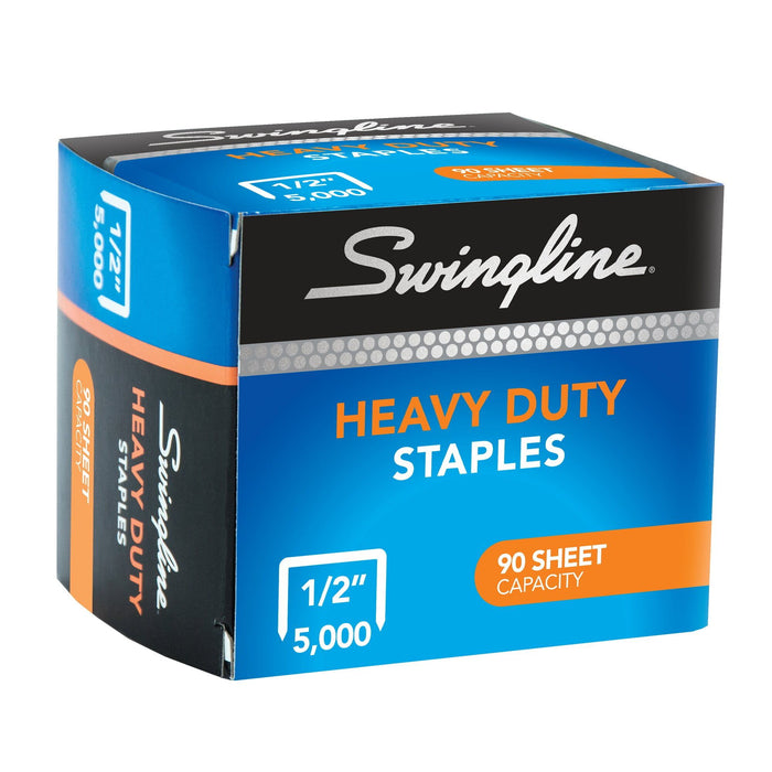 Swingline Heavy Duty Staples, 1/2" Leg Length, 5,000/Box