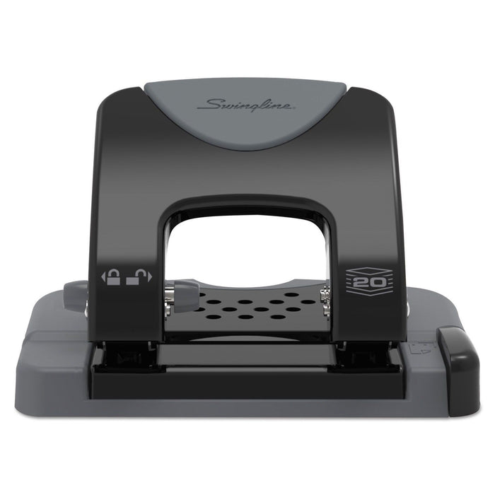 Swingline 20-Sheet Smarttouch Two-Hole Punch, 9/32" Holes, Metal, Black/Gray