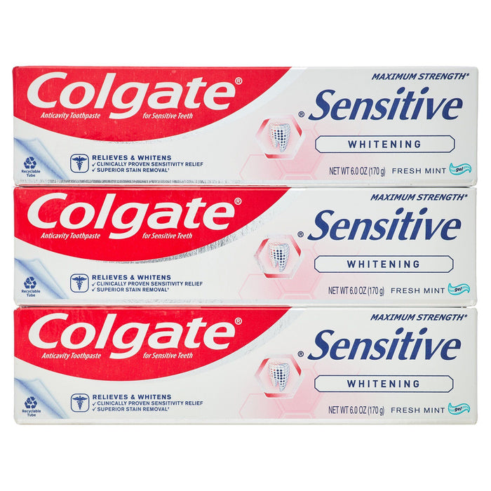 Colgate Sensitive Whitening Sensitive Teeth Toothpaste; Mint; 3 Pack; 6 oz Tubes