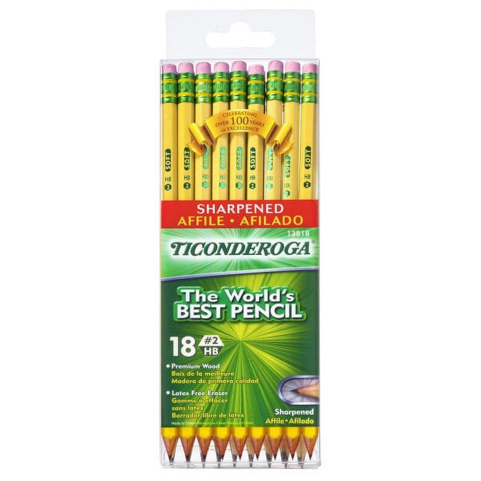 Ticonderoga 13818 #2 Sharpened The World's Best Pencils 18 Count (Pack of 1)