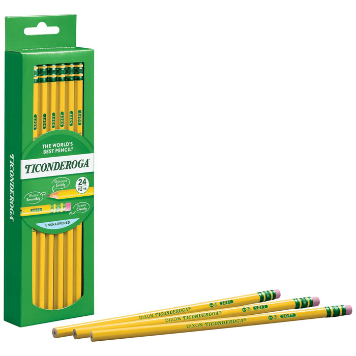 (4 pack) Ticonderoga Premium Wood Pencils, Unsharpened #2 Lead, Yellow, 24 Count