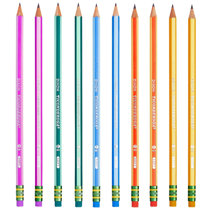 Ticonderoga No. 2 Pencil, Striped Barrels, Pack of 10