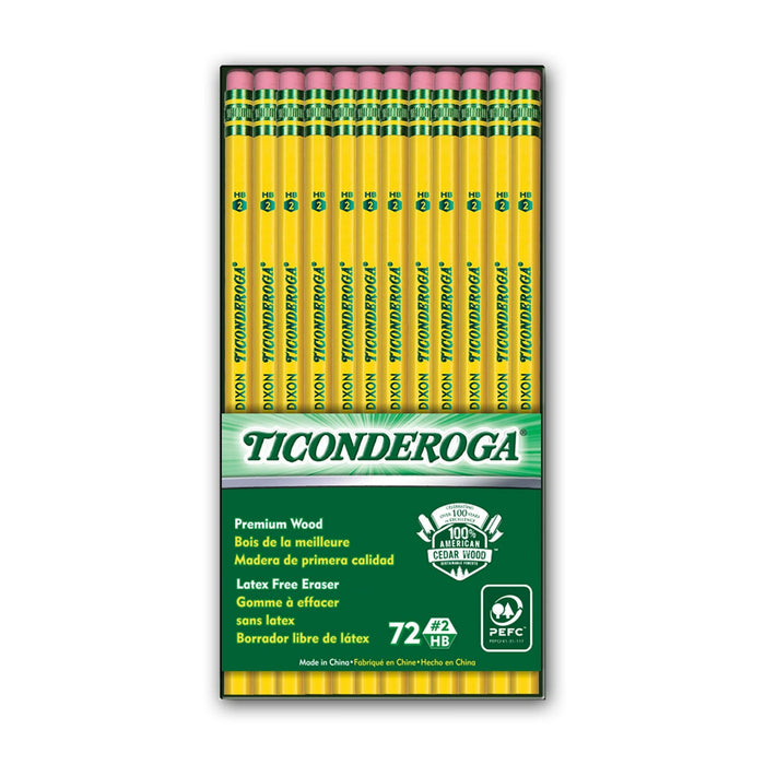 Ticonderoga Original Ticonderoga Pencils, No. 2 Soft, Unsharpened, Box of 72