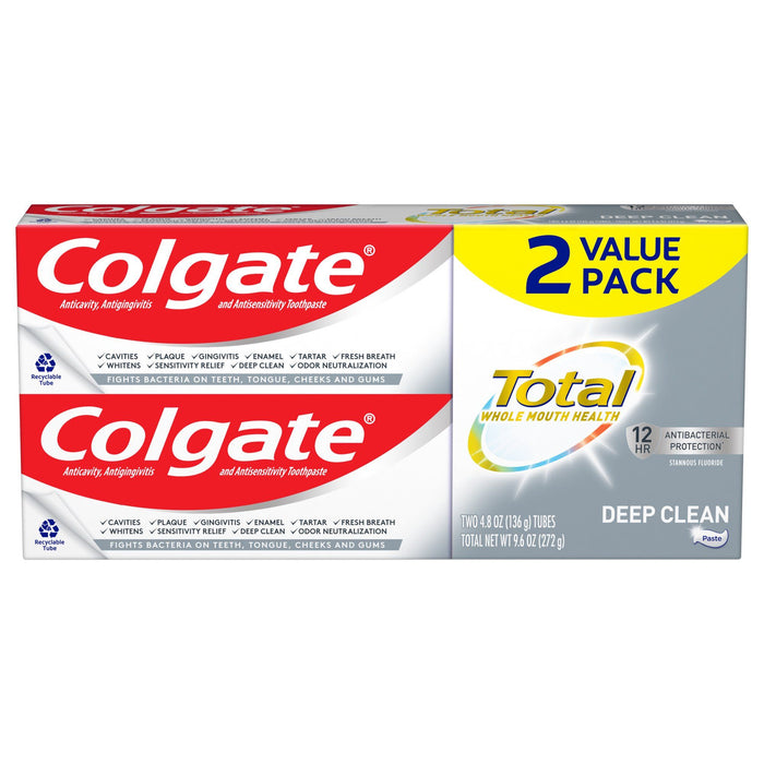 Colgate Total Toothpaste; Deep Clean; 2 Pack; 4.8 oz