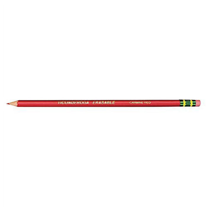 TICONDEROGA Erasable Checking Pencils, Pre-Sharpened with Eraser, Red, Pack of 4 (13941)