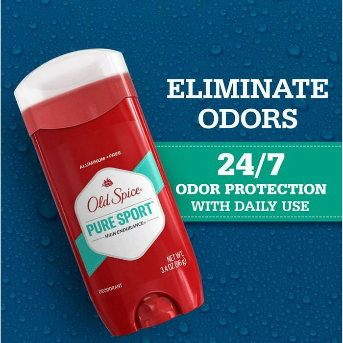 Old Spice Aluminum Free Deodorant Stick for Men, High Endurance Pure Sport, 3.4 oz