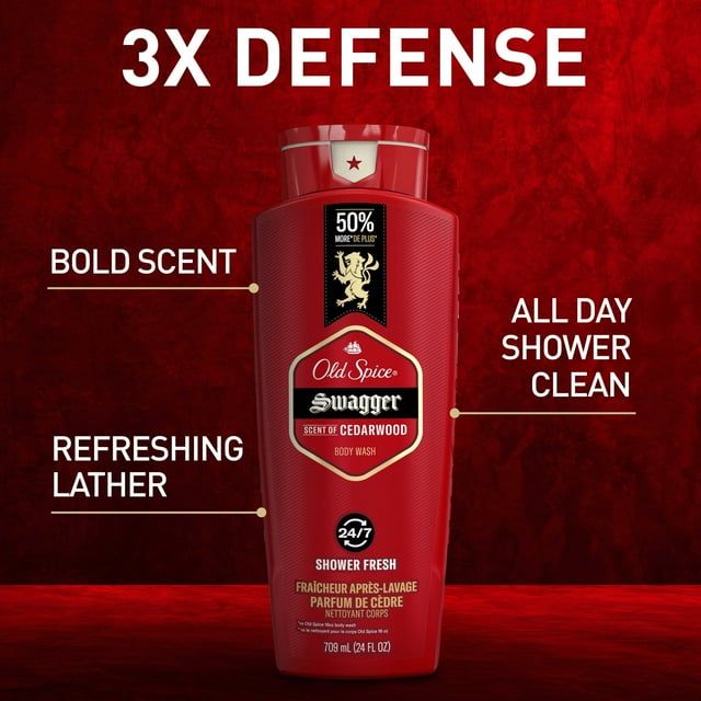 Old Spice Red Collection Swagger Scent Men's Body Wash, 24 fl oz, Pack of 2 (48 fl oz Total)