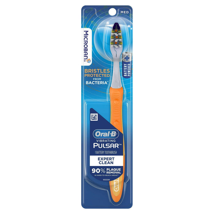 Oral-B Vibrating Pulsar Battery Toothbrush, Microban, Full Head, Medium, 1 Ct, Adults & Children 3+