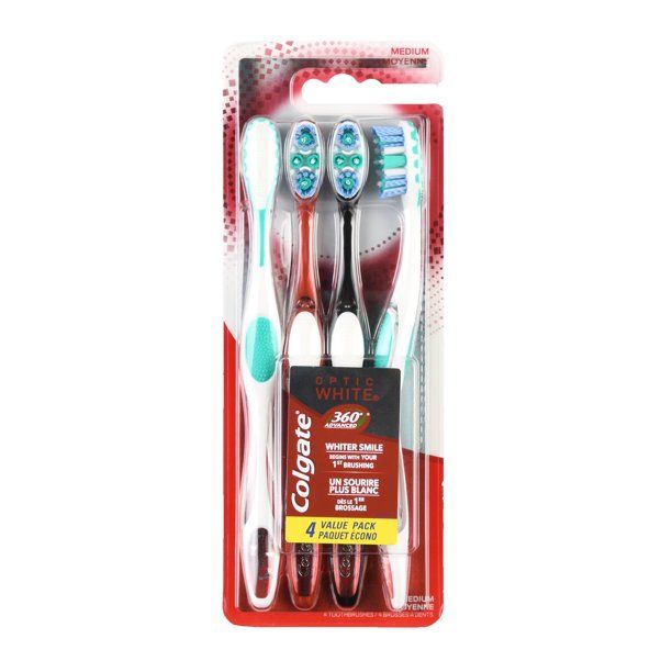 Colgate 360 Advanced Optic Toothbrush with Tongue; Medium; 4 Count