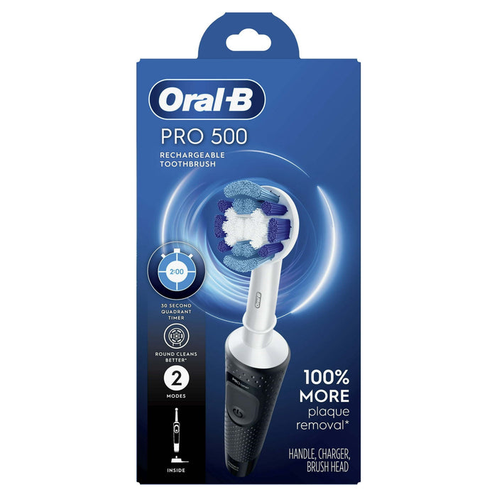 Oral-B Pro 500 Electric Toothbrush with (1) Full Brush Head, Black, for Adults & Children 3+