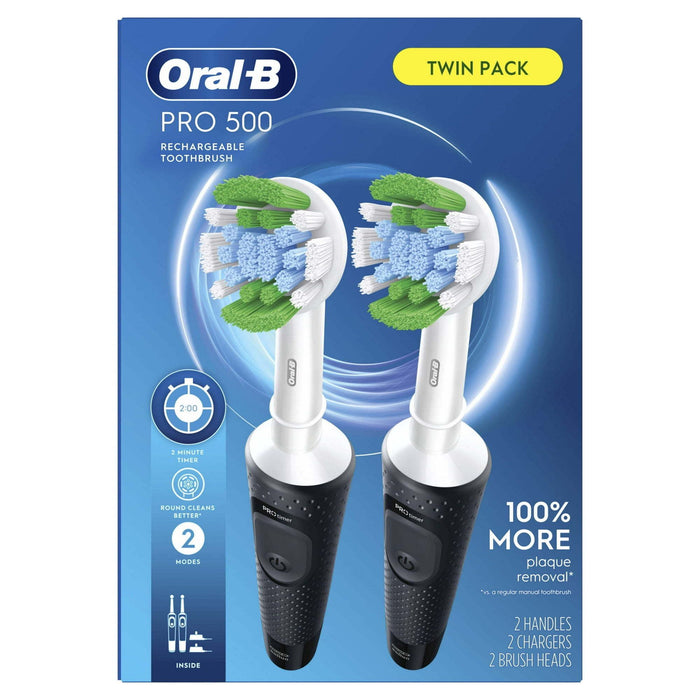 Oral-B Pro 500 Electric Toothbrush with (1) Brush Head, Black, for Adults and Children 3+