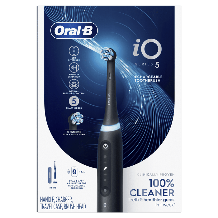 Oral-B iO Series 5 Electric Toothbrush with (1) Compact Brush Head, Rechargeable, Black