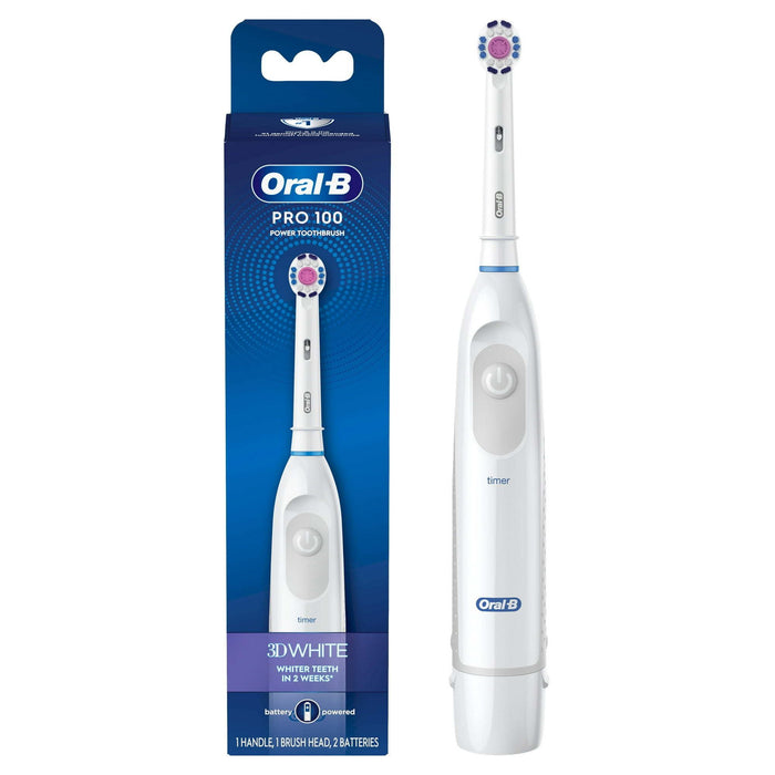 Oral-B PRO 100 3D White Battery Powered Compact Head Toothbrush, for Adults and Children 3+