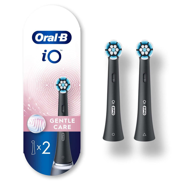 Oral-B iO Gentle Care Replacement Heads, Electric Toothbrush Brush Heads, Black, 2 Count