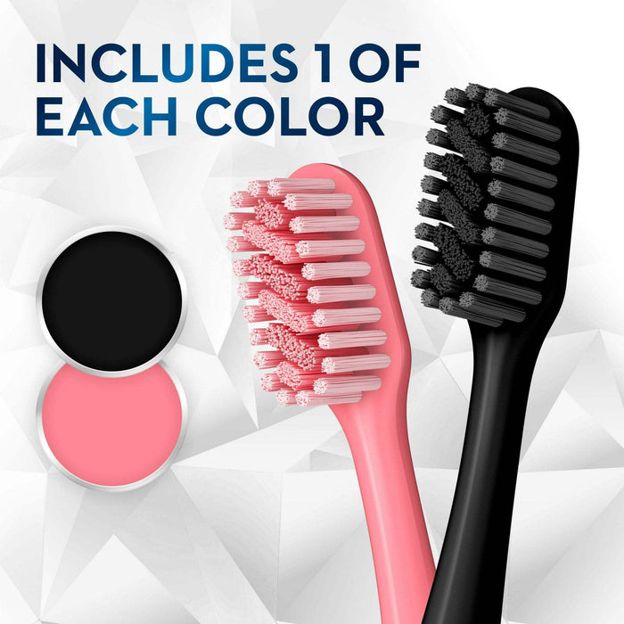 Oral-B Brilliance Whitening Manual Toothbrush, Extra Soft, Black & Coral, 2 Count, for Adults & Children 3+