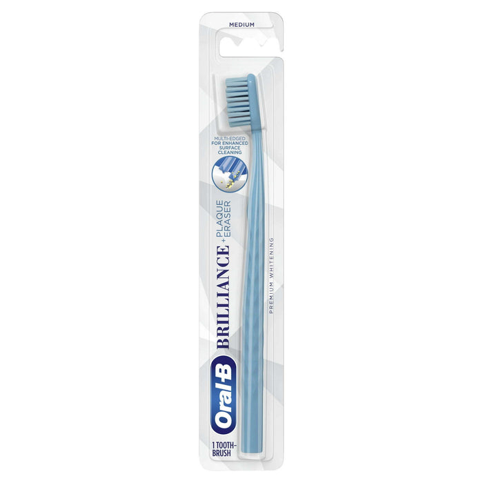 Oral-B Brilliance Whitening Toothbrush, Medium, Sky Blue, 1 Count, for Adults and Children 3+