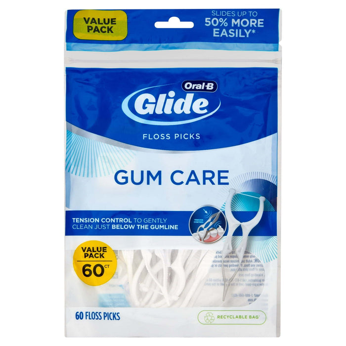 Oral-B Glide Gum Care Dental Floss Picks, Tension Control, 60 Ct