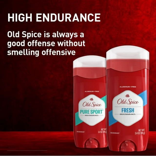 Old Spice Aluminum Free Deodorant Stick for Men, High Endurance Fresh, 3.4 oz, Twin Pack