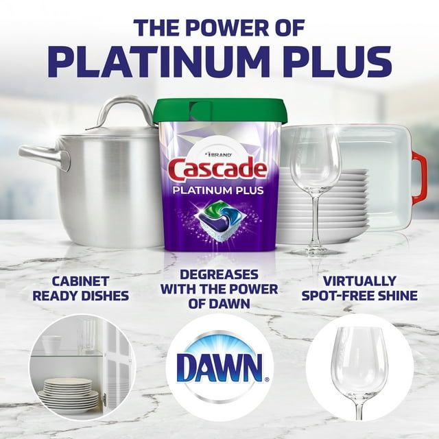 Cascade Platinum Plus Dishwasher Detergent Pacs, Fresh, 52 Count