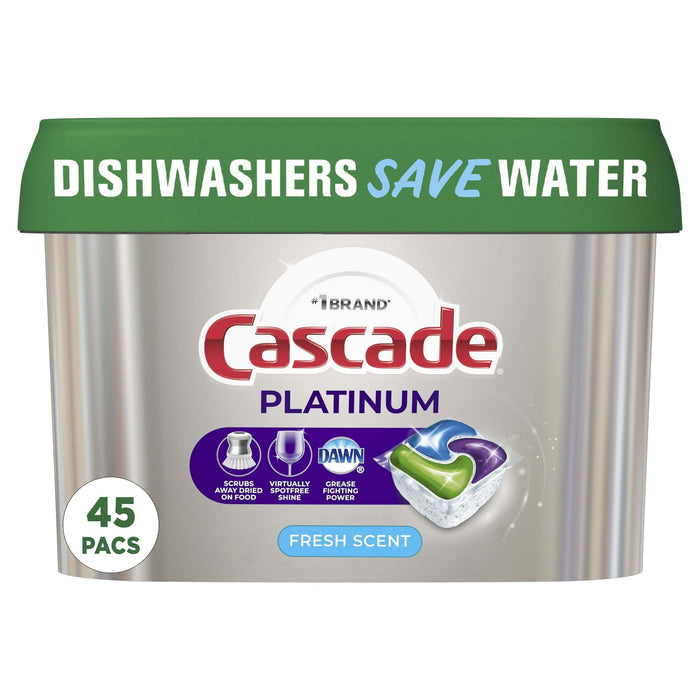 Cascade Platinum Action Pacs, Dishwasher Detergent, Fresh, 45 Ct