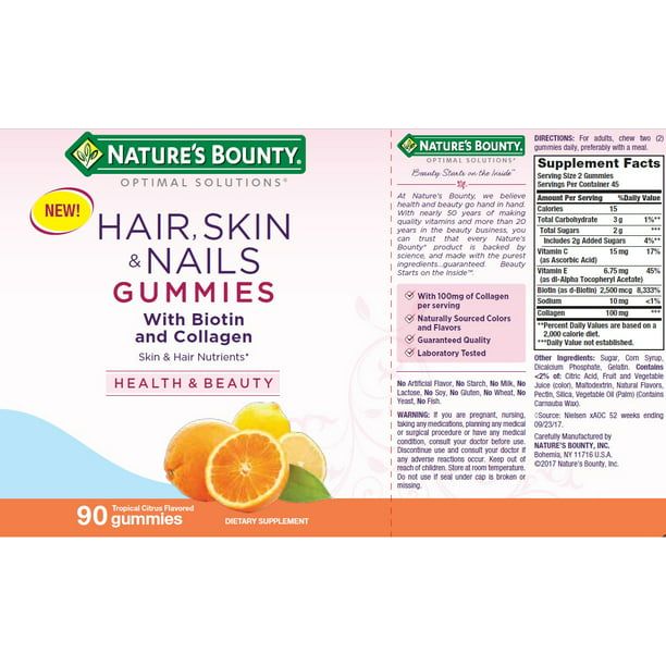 Nature's Bounty Hair Skin and Nails With Collagen and Biotin; Gummies; 90 Count
