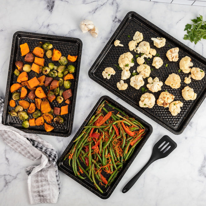 Thyme & Table Nonstick Sheet Pan 3-Piece Set, Black