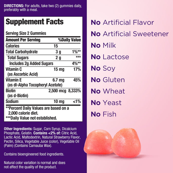 Nature's Bounty Hair; Skin and Nails Vitamins with Biotin Gummies; 180 Count